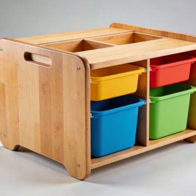 Wooden Kids Activity Table With Storage Bins